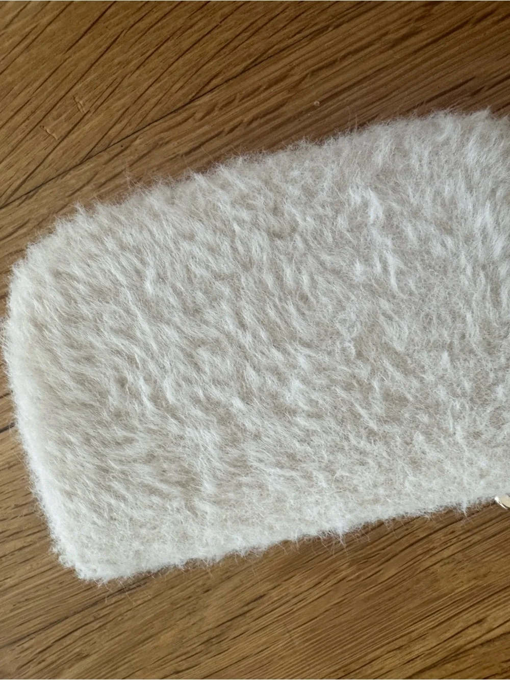 Lululemon White Cream Faux Fur Keychain Coin Purse